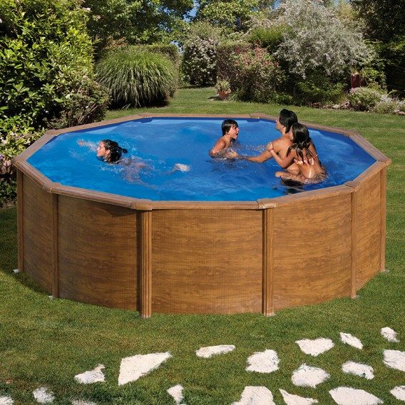 piscina-gre-pacific-circular-imitacion-madera